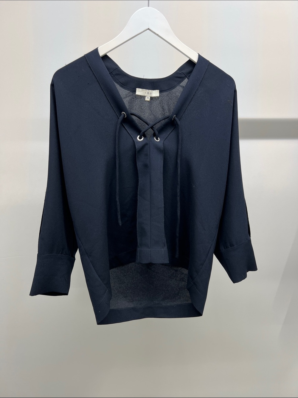 IRO Navy Lace-Up V-Neck Tunic